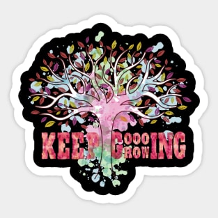 Keep going inspiring growing tree graphic, gym workout fitness hiking motivational, Women Men Sticker
